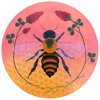“Honeybee,” oil on canvas by Elaine Cardella-Tedesco.